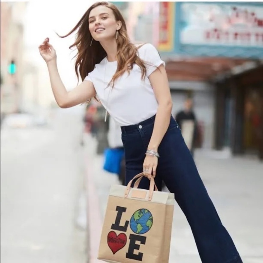 BRIGHTON LOVE The Earth Day Natural Jute Shopper Tote Bag - Picture 2 of 8